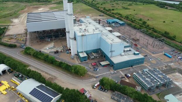 Aerial view of Kingsnorth Power Station in Rochester United Kingdom.