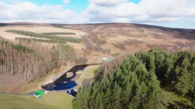 Aerial view of Whiteadder Reservoir and hills United Kingdom. Aerial view of Whiteadder Reservoir and hills United Kingdom.