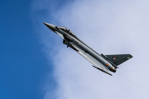 Berlin Berlin Germany 13 June 2026 View of Eurofighter Typhoon fighter jet performing an aerial maneuver against a clear blue sky at the ILA Berlin Air Show. Berlin Berlin Germany 13 June 2026 View of Eurofighter Typhoon fighter jet performing an aerial maneuver against a clear blue sky at the ILA Berlin Air Show.
