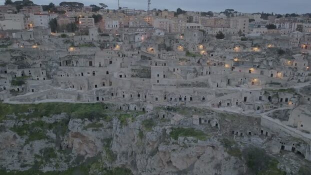 Aerial view of Sassi di Matera in Italy.