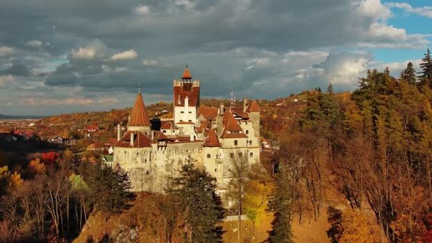 Aerial view of Bran Castle in autumn Romania. Aerial view of Bran Castle in autumn Romania.
