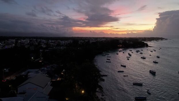 Aerial view of Cap Malheureux at sunset Mauritius.