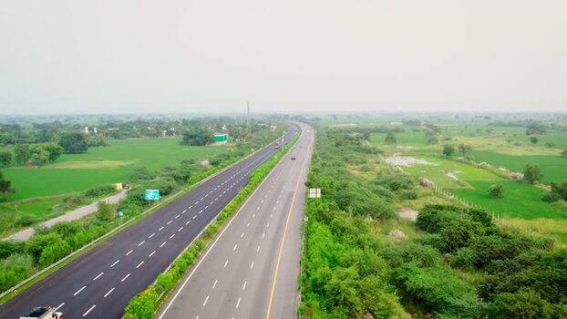 Aerial view of Ganga Expressway near Durgaganj India. Aerial view of Ganga Expressway near Durgaganj India.