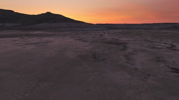 Aerial view of Gora Bokty and desert landscape at sunset Kazakhstan. Aerial view of Gora Bokty and desert landscape at sunset Kazakhstan.