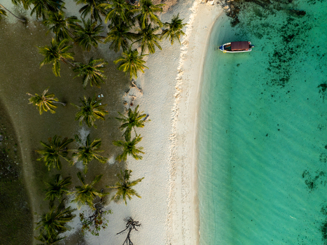 Aerial view of Malcapuya Island featuring a pristine white sand beach lined with lush palm trees and a small boat anchored in the clear turquoise water of Coron Mimaropa Philippines. Aerial view of Malcapuya Island featuring a pristine white sand beach lined with lush palm trees and a small boat anchored in the clear turquoise water of Coron Mimaropa Philippines.