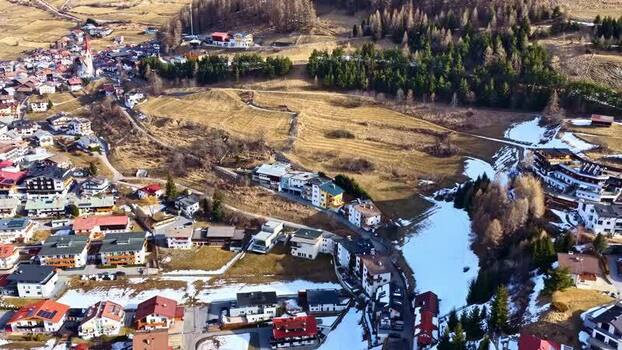 Aerial view of Nauders village in the Austrian Alps Austria.
