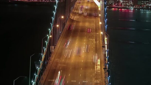 Aerial view of San Francisco Oakland Bay Bridge at night United States. Aerial view of San Francisco Oakland Bay Bridge at night United States.