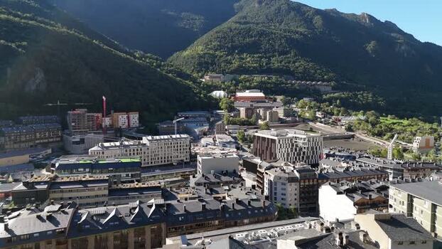 Aerial view of Andorra la Vella in the Pyrenees Andorra.
