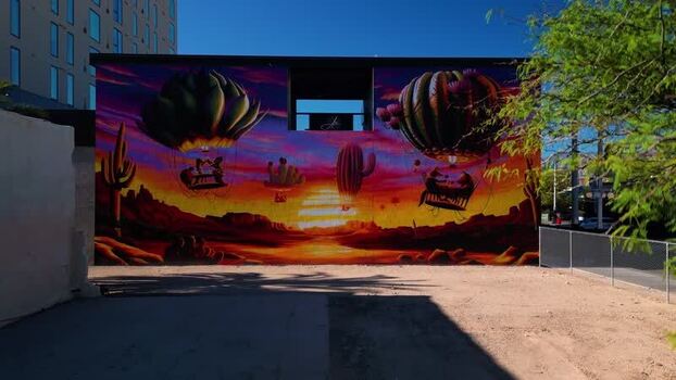 Aerial view of cactus mural United States. Aerial view of cactus mural United States.