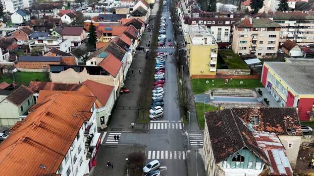 Aerial View of Glina a small town in central Croatia.