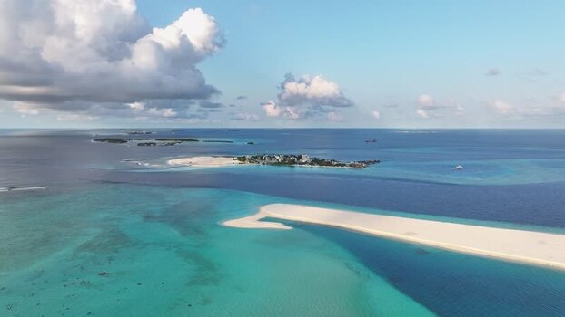 Aerial view of tropical islands and white sandbars Maldives. Aerial view of tropical islands and white sandbars Maldives.
