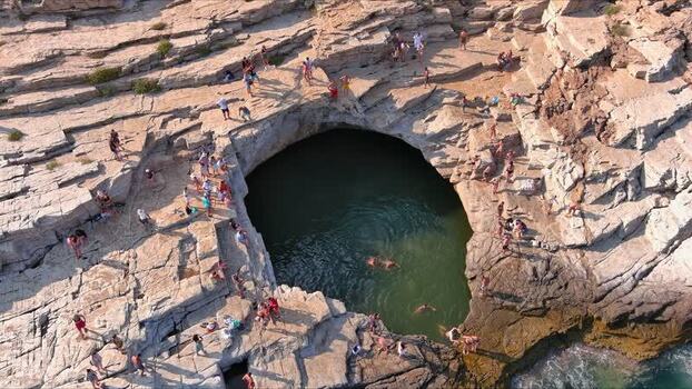 Aerial view of Giola natural pool in Thasos Greece. Aerial view of Giola natural pool in Thasos Greece.