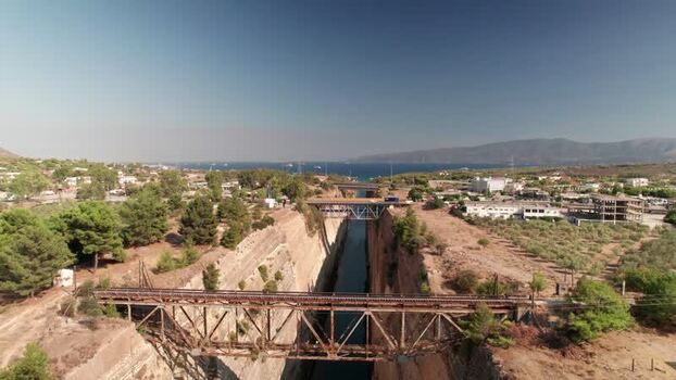 Aerial view of the Isthmus of Corinth canal in Greece. Aerial view of the Isthmus of Corinth canal in Greece.