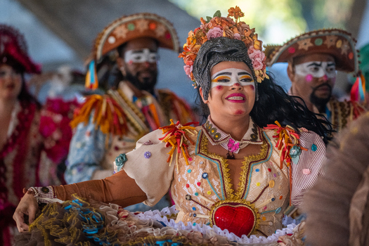 Rio de Janeiro Brazil 20 June 2026 View of performers in traditional Festa Junina costumes with colorful dresses hats and face paint during a festive celebration. Rio de Janeiro Brazil 20 June 2026 View of performers in traditional Festa Junina costumes with colorful dresses hats and face paint during a festive celebration.