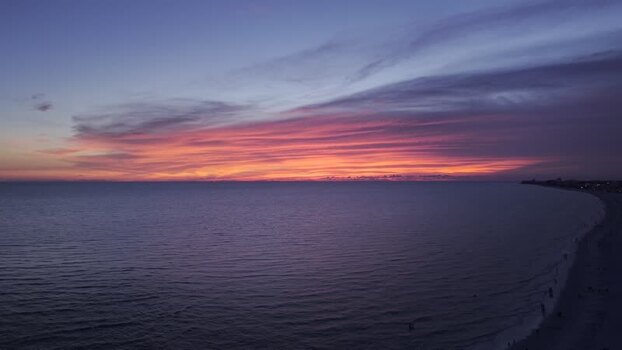 Aerial view of sunset over the Gulf of Mexico United States. Aerial view of sunset over the Gulf of Mexico United States.