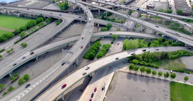 Aerial view of a complex highway interchange in Cincinnati United States. Aerial view of a complex highway interchange in Cincinnati United States.