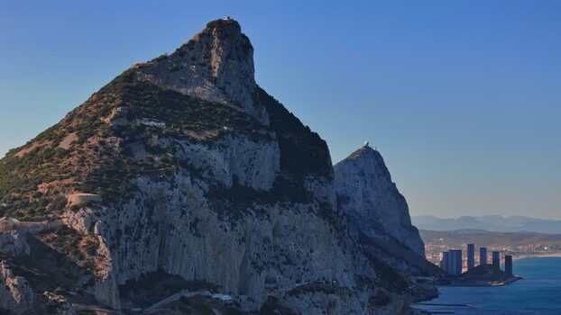 Aerial view of the Rock of Gibraltar Gibraltar.