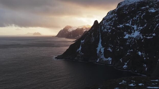 Aerial view of mountains and sea Norway.