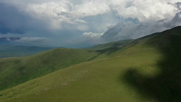 Aerial view of Caucasus Mountains and Mount Elbrus Russia.