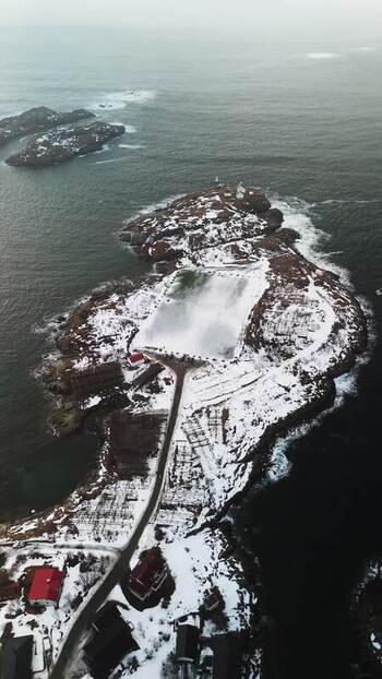 Aerial view of Henningsv&aelig;r Football Stadium Norway.