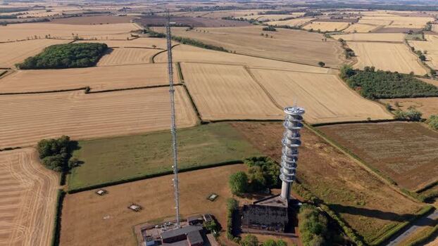 Aerial view of Morborne Hill Transmitter in United Kingdom.