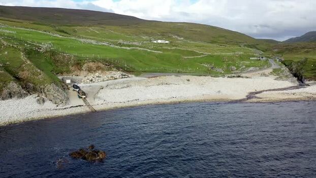 Aerial view of An Port coastal area Ireland.