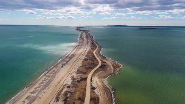 Aerial view of Powder Point Bridge United States.