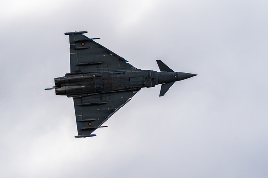 Berlin Germany 13 June 2026 View of a Eurofighter Typhoon fighter jet performing an aerial display at the ILA Berlin Air Show against a cloudy sky. Berlin Germany 13 June 2026 View of a Eurofighter Typhoon fighter jet performing an aerial display at the ILA Berlin Air Show against a cloudy sky.