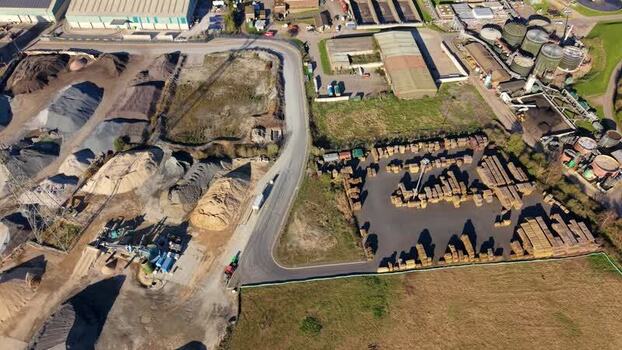 Aerial view of ABP s Port of Ipswich United Kingdom.