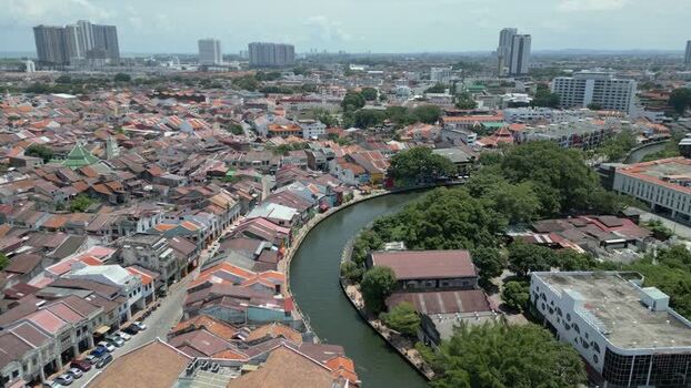 Aerial view of historic Malacca and river Malaysia. Aerial view of historic Malacca and river Malaysia.