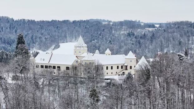 Aerial view of Schloss Kornberg in Austria. Aerial view of Schloss Kornberg in Austria.