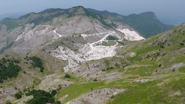 Aerial view of Carrara marble quarries in Tuscany Italy. Aerial view of Carrara marble quarries in Tuscany Italy.