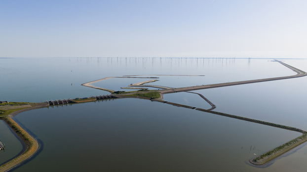 Aerial View of the Vismigratierivier at the Afsluitdijk Aerial View of the Vismigratierivier at the Afsluitdijk