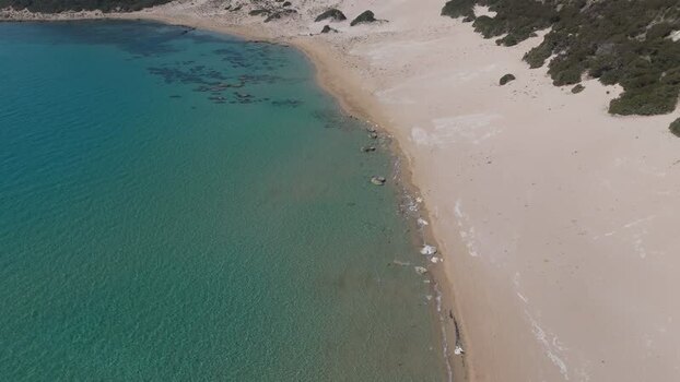 Aerial view of sandy beach in Famagusta Northern Cyprus.