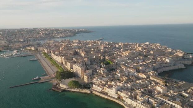 Aerial view of the Island of Ortigia in Syracuse Italy. Aerial view of the Island of Ortigia in Syracuse Italy.