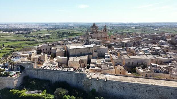 Aerial view of the historic fortified city of Mdina Malta. Aerial view of the historic fortified city of Mdina Malta.