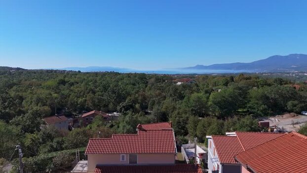 Aerial view of houses in Marcelji Croatia.