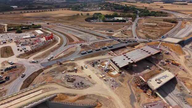 Aerial view of Black Cat Roundabout construction United Kingdom.