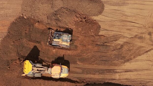 Aerial view of Black Cat Roundabout construction in United Kingdom.