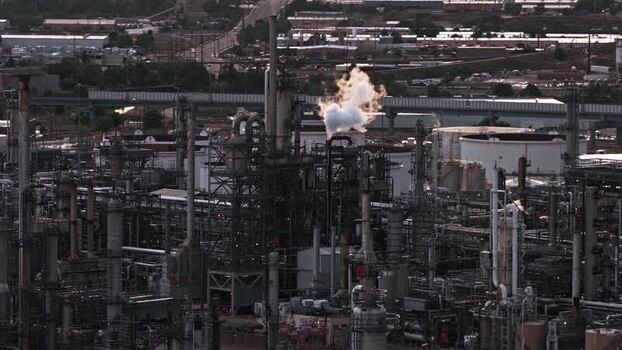 Aerial view of Suncor Energy refinery in Commerce City United States.