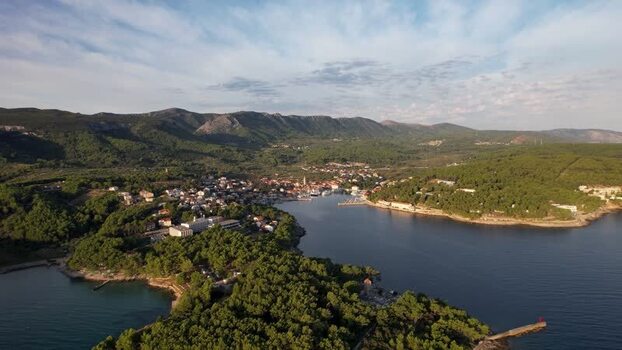 Aerial view of Jelsa town and harbor Croatia. Aerial view of Jelsa town and harbor Croatia.