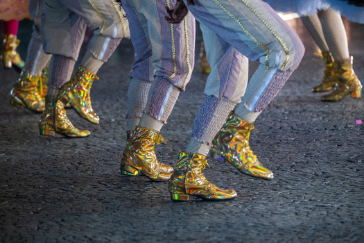 Rio de Janeiro Rio de Janeiro Brazil 20 June 2026 View of dancers wearing shiny gold boots performing during a Festa Junina celebration on a cobblestone street. Rio de Janeiro Rio de Janeiro Brazil 20 June 2026 View of dancers wearing shiny gold boots performing during a Festa Junina celebration on a cobblestone street.