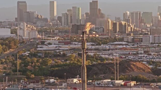 Aerial view of Suncor Energy refinery in Commerce City United States.
