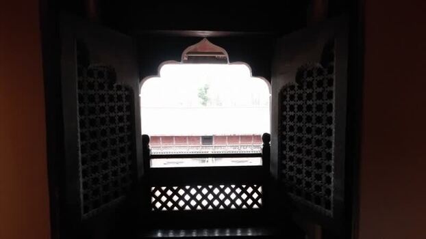 View of traditional Newari window in Kathmandu Nepal.