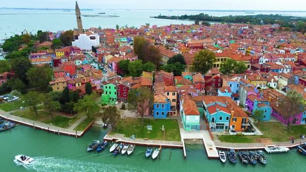 Aerial view of Burano island in Venice Italy. Aerial view of Burano island in Venice Italy.