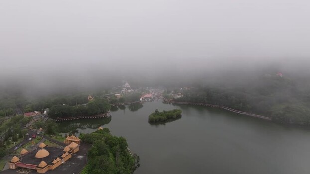 Aerial view of Grand Bassin in Savanne District Mauritius.