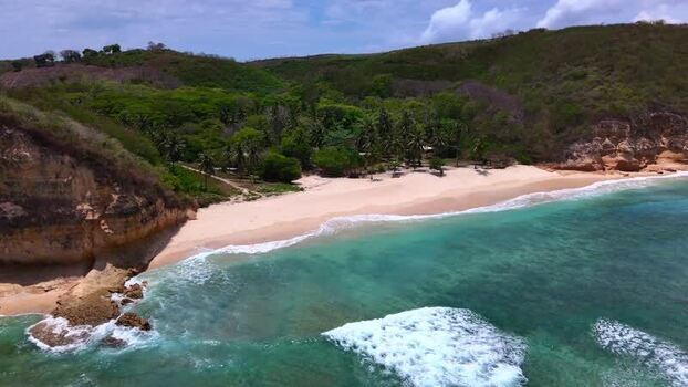 Aerial view of Pink Beach Indonesia. Aerial view of Pink Beach Indonesia.