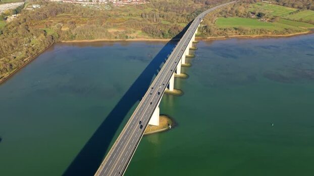 Aerial view of Orwell Bridge United Kingdom.