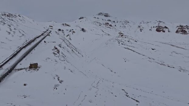 Aerial view of Pyramiden Svalbard and Jan Mayen.