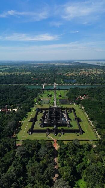 Aerial view of Angkor Wat temple complex in Cambodia. Aerial view of Angkor Wat temple complex in Cambodia.